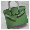 Hremms Birkks Designer Shoulder bags online shop 2024 New Top layer Cowhide Bag Fruit Green Handheld One Crossbody Genuine Leather Womens With Real Logo