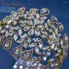 Hårklipp dz047 trendig rhinestone brud pannband kvinnor kristall huvudstycke brud bröllop tillbehör parti tiara ornament