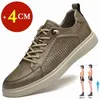 Casual Shoes Summer Breattable Hollow Out Men Elevator Leisure Loafers Soft Moccasins höjd Öka högre man sneakers