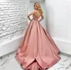 Blush rosa aftonklänningar Bone Bodice A Line Sequins Straps Long Formal Prom Party Dress Zipper Back Designer Dresses For Special Thill