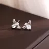 Stud Earrings Beautiful Bee Silver Plated Crystal