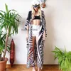 Yapraklar Baskı bikini plajı örtbaslar Long Kaftan Robe de Plage Sarong Cover-Up kadın mayoları