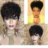 Ludzkie włosy peruki krótkie Sassy Curl Pixie Cut Pixie Kinky Curly For Women Brazilian Remy 150 FL Gęstość Bob Wig81679178785423 Drop DHTM3