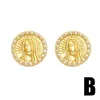 Stud Earrings FLOLA Small Gold Plated Virgin Mary For Women Studs Copper CZ Crystal Heart Shape San Judas Jewelry Ersu90