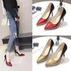 Slippers Slippers Plus Size 34-43 Hot Women Shoes Pointed Toe Pumps Patent Leather Dress High Heels Boat Wedding Zapatos jer Blue Wine Red H240326FESD
