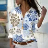 Blusas de mujer, moda de primavera, camisa con estampado 3D de estrella y copo de nieve para mujer, ropa de calle bonita, ropa informal de manga larga Harajuku