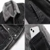 Dimusi Veste d'hiver pour hommes Fi Revers pour hommes Sherpa Doublé en polaire Épaissir Denim Jean Trucker Jacke Hommes Jeans Manteaux Vêtements 5XL s6mH #