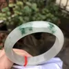 Bangle Real Burma Jade Natural M High Jadeite Grade A Floating Green Flower Certified Jades Stone Bangles Armband Drop Delivery Jewe Ottuz