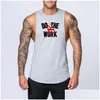 Camisetas sin mangas para hombres Moda para hombre Entrenamiento Gimnasio Top Chaleco Músculo Sin mangas Ropa deportiva Camisa Stringer Ropa Culturismo Singlets Algodón D Dhbur