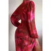 Robe de soirée imprimée à col en v pour femmes, tenue décontractée à la mode, 957185