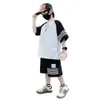 Summer Boys Set Short Sleeved Two Piece Set 2023 New Loose Korean Edition Two Piece Set for Big Kids Trendy Children's Wear