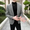 Boutique Men's Fi Busin Solid Color Casual Gentleman Korean Versi of the British Style Wedding Elegant Host Blazer Y10V#