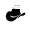 Berretti Moda Donna Accessorio da cowboy Performance Cappello cosplay Addio al nubilato Cowgirl Cappelli con paillettes