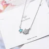 Dangle Earrings 925 Sterling Silver Cute Star Crystal Statement Pendant Necklace For Women Girls Anniversary Gift Fashion Jewelry Wholesale