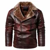 Hommes Fi Veste en cuir Hommes Automne Moto Slim Veste polaire Manteau Hommes d'hiver en plein air Casual Motor Biker PU Veste en cuir d4gH #