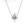 Designer Pandoras ketting Pan Family S925 zilveren armband Diy Castle Single Pink Diamond Single Diamond New Ot Buckle Sparkling Round Halo Ketting