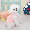 Vêtements pour chiens Vêtements pour animaux de compagnie Dentelle Manches volantes Bretelles Été Bow Chiot T-Shite Fabricant Fournitures en gros Teddy Vêtements