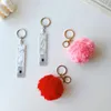 Keychains ATM Debit Grabber Keychain Contactless With Puff Ball And Marble Acrylic Clip For Long Nails Women Gift