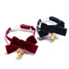 Dog Apparel Pet Collar Bell Velvet Butterfly Adjustable Cat Necklace Safety Buckle Bow Tie Christmas