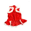 Abbigliamento per cani Pet Nastro rosso oro Abito natalizio Costume da Babbo Natale in stile Pompadour per feste di compleanno