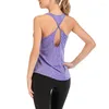 Camisas ativas camisa de yoga esportes topo feminino ginásio cruz sexy volta fitness sem mangas colete