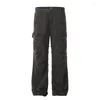 Jeans pour hommes Hi Street Cargo Vintage Pantalon Harkuju Streetwear Baggy Denim Pantalon pour homme Couleur unie