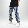 Мужские джинсы корейские летние стильные роскошные классические с принтом медведя стрейч хип-хоп повседневная ковбойская уличная одежда бойфренд