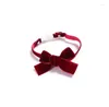 Dog Apparel Pet Collar Bell Velvet Butterfly Adjustable Cat Necklace Safety Buckle Bow Tie Christmas