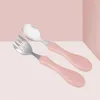 Forks Childrens Table Voleille Bowl Bol Baby Spoon avec Circular Curved Handle Dessert Feeding Fork Formation