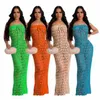 Casual Dresses Sexy Knitting Hollow Out Beach Dress Women Summer Holiday Vacation Outfits Off The Shoulder See Through Sequines Maxi Robe