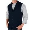 men's Suit Vest Woolen Lapel Busin Slim Fit Sleevel Retro Suit Wedding Groom Vest Steampunk Waistcoat t0tk#