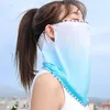 Bufandas Flap Color Caramelo Cara Gini Máscara Protector Solar Velo Anti-UV Verano Mujeres Escote Seda Conducción