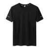 T-shirt grande taille pour hommes T-shirt à séchage rapide pour hommes col rond grande taille à manches courtes K1uM #