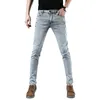 fi Merk Butt Pocket Mannen Jeans Stretch Casual Slim Skinny Cott Lichtblauw Donkergrijs Designer Mannelijke Denim Broek n0no #