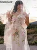 Elegantes tirantes finos, flores en 3D, vestidos de novia de sirena con capa, vestidos de novia con bordado floral