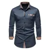 2023 Autumn/Winter New Casual Men's Checkered Shirt Splice Men's LG Sleeve Shirt X2A3#