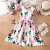 Robes de fille Une robe à nœud papillon de style vacances à la campagne florale romantique pour les filles de l'école pour enfants Zhongda yq240327