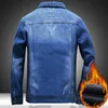 2023 Marque Hommes Plus Veet Denim Veste Hiver Épais Chaud Jeans Veste Fi Casual Denim Bleu M-5XL R3WV #