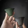 Cups Saucers 40ml Hand-painted Dark Green Triangle Small Tea Cup Set Handmade Ceramic Drinking Porcelain Single Drinkware
