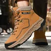 Casual Shoes Men Snow Boots 2024 Fashion Warm Short Plush Classic Leather Outdoor Anti-Slip Winter