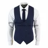 Męska kamizelka Slim Fit Double - Bleded Wool Blend Formal Busin Waistcoat Blazer dla weselnego pana młodego 74dw#