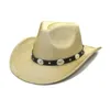 Boinas Sombrero de vaquero occidental para mujeres Hombres Vintage Estilo antiguo Panamá Clásico Fedora con cinturón Sombreros de moda al aire libre