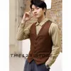 Gilet d'affaires décontracté en daim pour hommes gilets gothiques Chaleco pour hommes vestes de costume Wang formel homme Ambo Steampunk costumes élégants pour hommes 263Q #