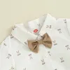 Kledingsets Baby Boy 2-delige herenoutfits met korte mouwen en print Bowtie Shirt Shorts Set peuterkleding