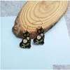 Charm Cartoon Animal Enamel Earrings Pendant Cute Black Flower Cat Metal Earring Fashion Trend Design Ladies Clothes Accessories Dro Dhz8U