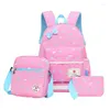 Borse da scuola 3 pezzi / set Stampa di moda per ragazze adolescenti Zaino con fiocco Zaini da viaggio Zaini da viaggio Fresh Lady Zaino Mochila