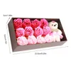 Flores decorativas 12pcs Rose Soop Flor com caixa de pelúcia Urso de dia dos namorados do dia da mãe Gift Romantic Gift