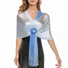 Kvinnors solida strandsolskydd Tassel Scarf Metallic Elegant Evening Party Wedding Scarves sjalar med spänne