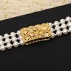 Special designer jewelry choker with three line layers and nature shell beads in 18k gold plated have stamp box PS3295B