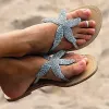 Sandálias Verão Starfish Crystal Flip Flops Mulheres Lazer Flat Beach Clip Toe N-Slip Sapatos Claquette Femme I4pb #